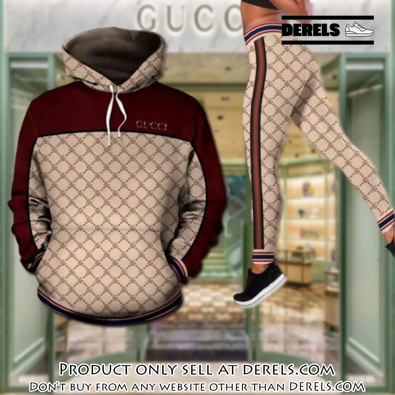 Gucci red hoodie legging set luxury for women dr1953880